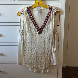 Lucky brand, shirt, Southwest style, red, black and off-white. Medium